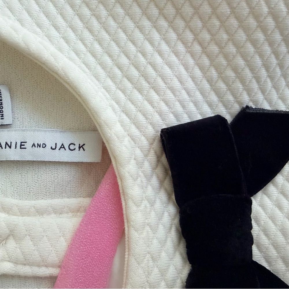 Janie and Jack Cream Peplum Dress with Black Bow Details - Picture 5 of 6